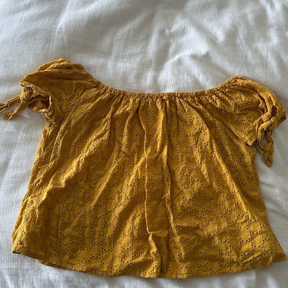 Universal Thread Mustard Eyelet Off-Shoulder Blouse